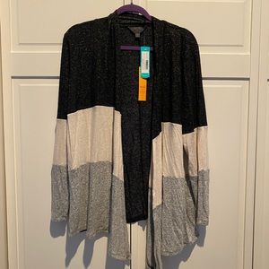 Neutral color block cardigan sweater